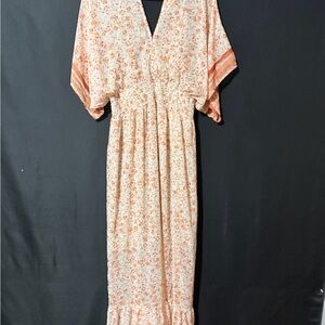 lovestitch Cream and Peach Floral Maxi Dress